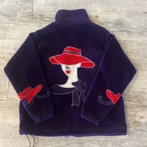 Black Mountain Outdoor Heavy Fleece Jacket‎ Size M Purple Chic Red Hat Vintage